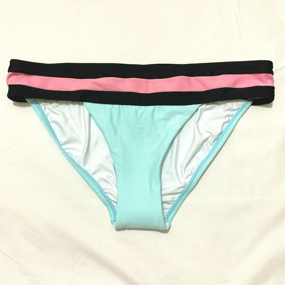 PILYQ Women's Color Block Banded Full Bikini Bottom Size L